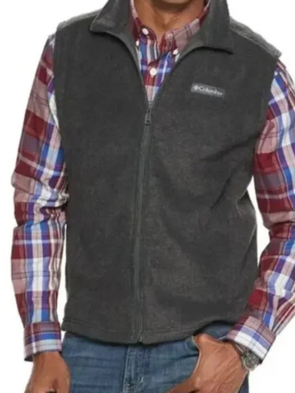 Columbia Men's Steens Mountain Fleece Vest in Charcoal Heather Size XL